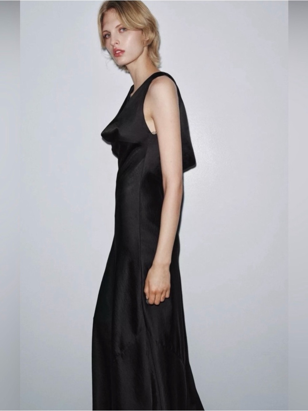 Zara black satin dress